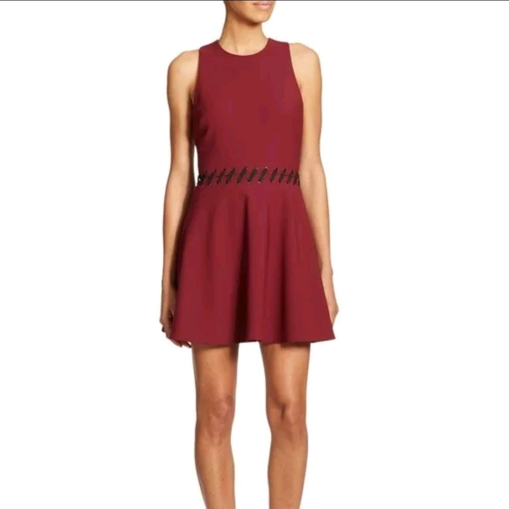 Elizabeth And James Women's Carter Lace Up Skater A Line Dress In Burgundy